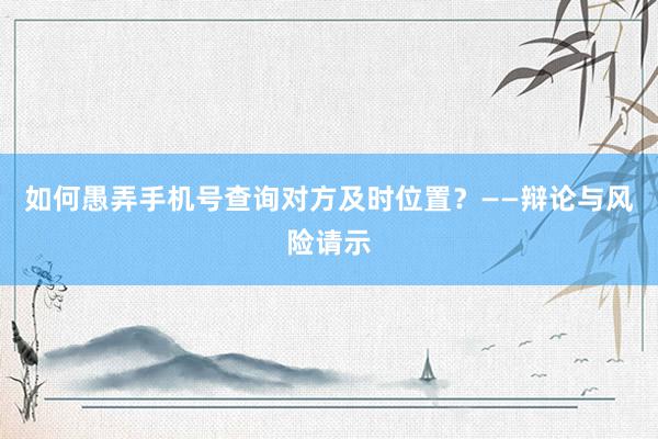 如何愚弄手机号查询对方及时位置？——辩论与风险请示